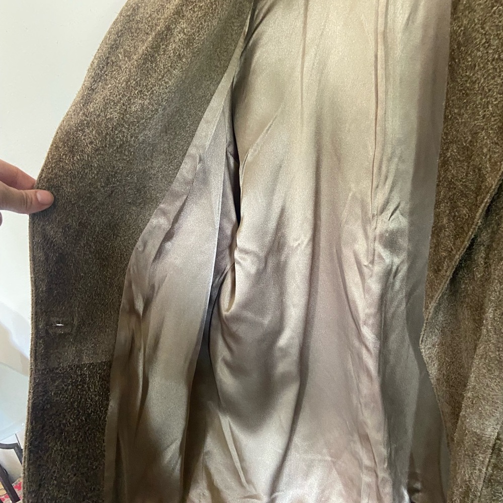 Women's Suede Open-Front Brown Leather Jacket - Picture 3 of 12